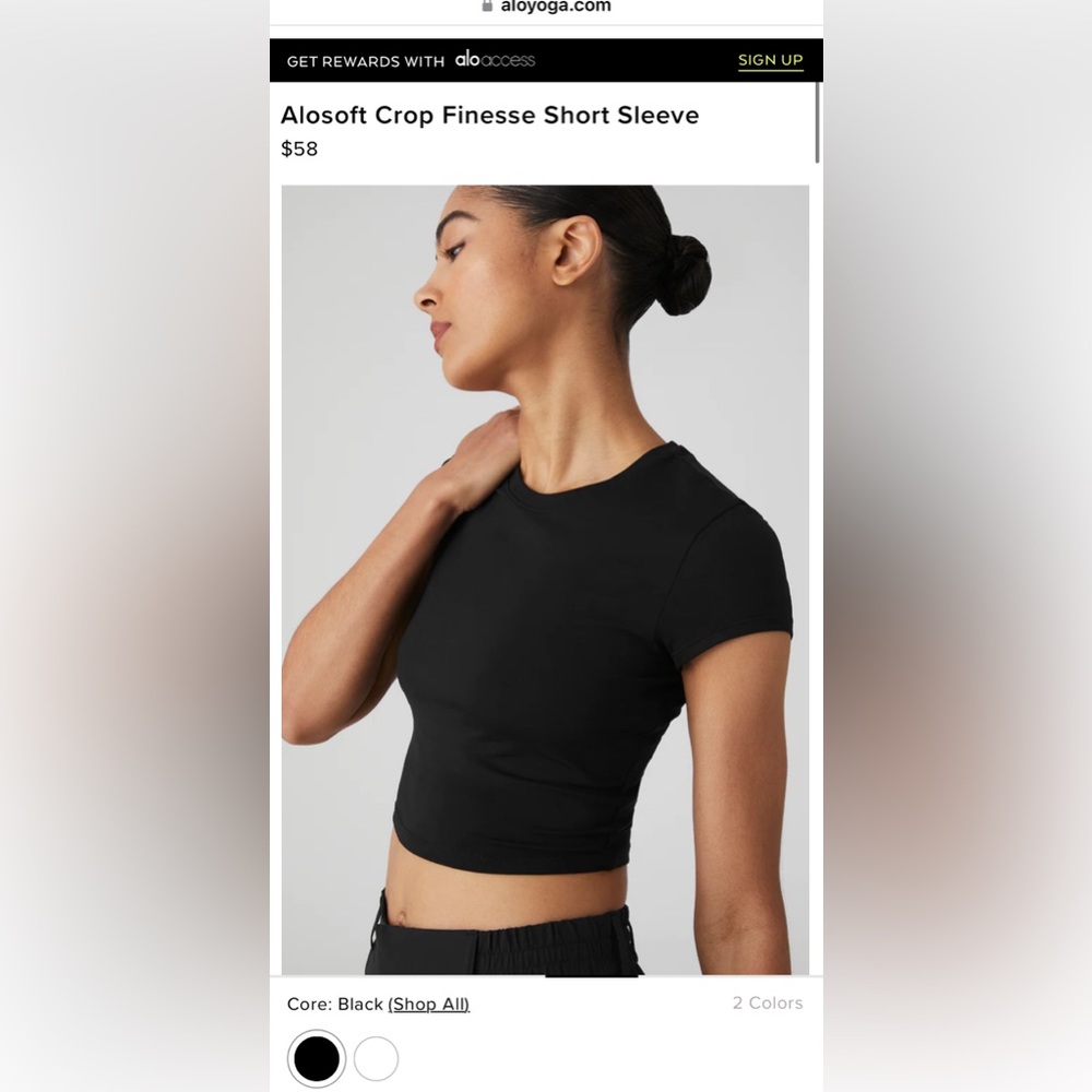 NWT ALO Alosoft Crop Finesse Short Sleeve